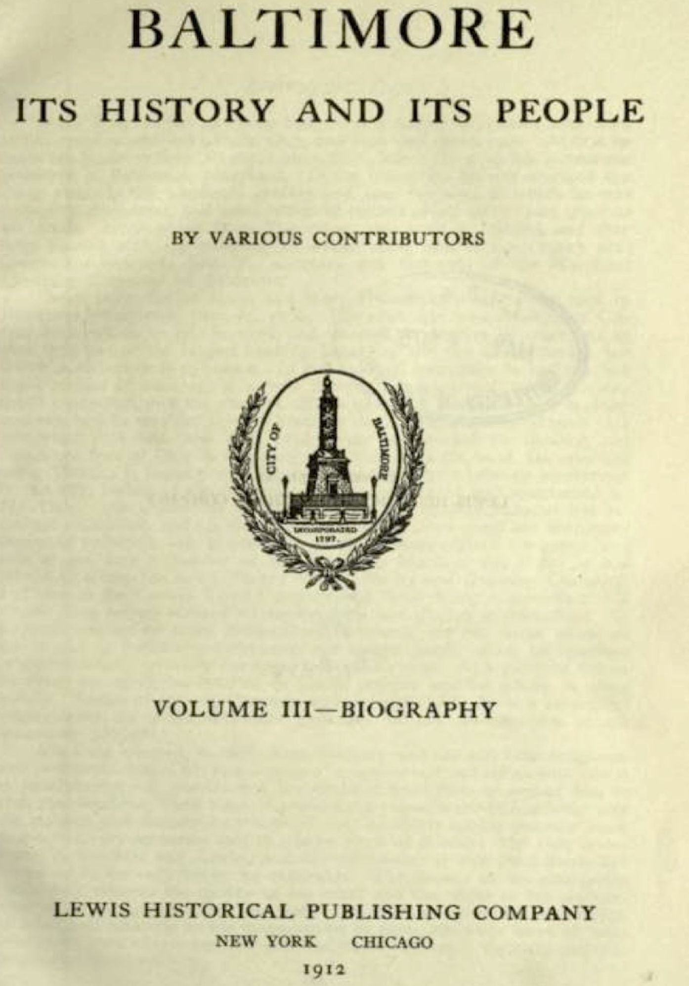 Baltimore: Its History and Its People, Vol. III