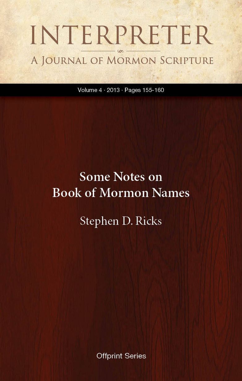 Some Notes on Book of Mormon Names