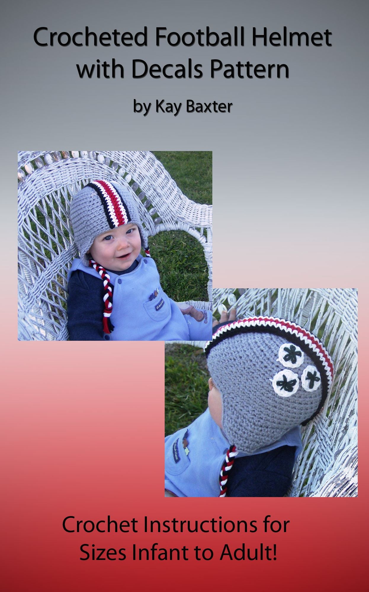 Crochet Football Helmet Beanie Pattern with Decals