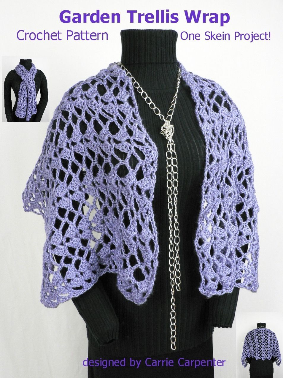 One Skein Garden Trellis Wrap Crochet Pattern