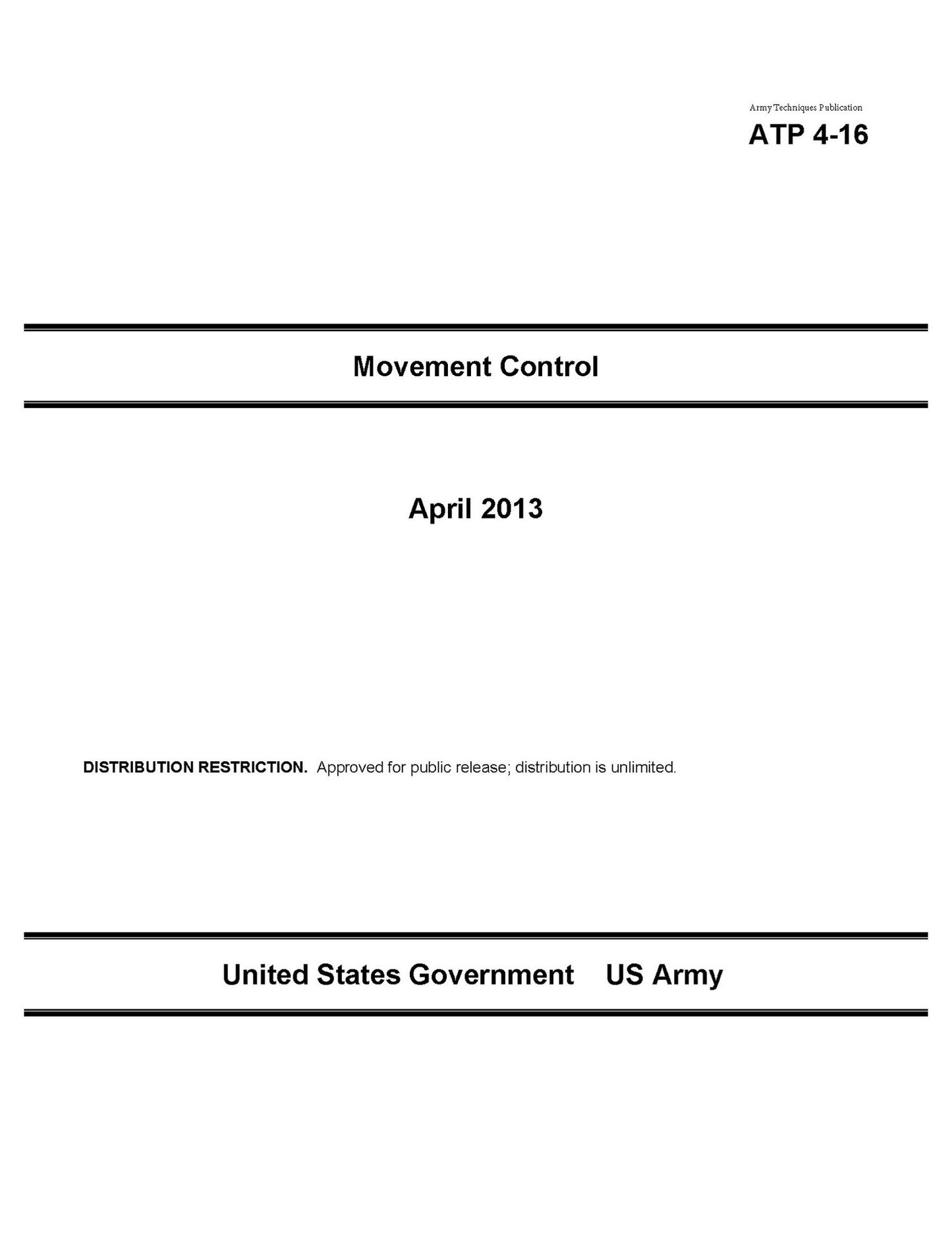 Army Techniques Publication ATP 4-16 Movement Control April 2013