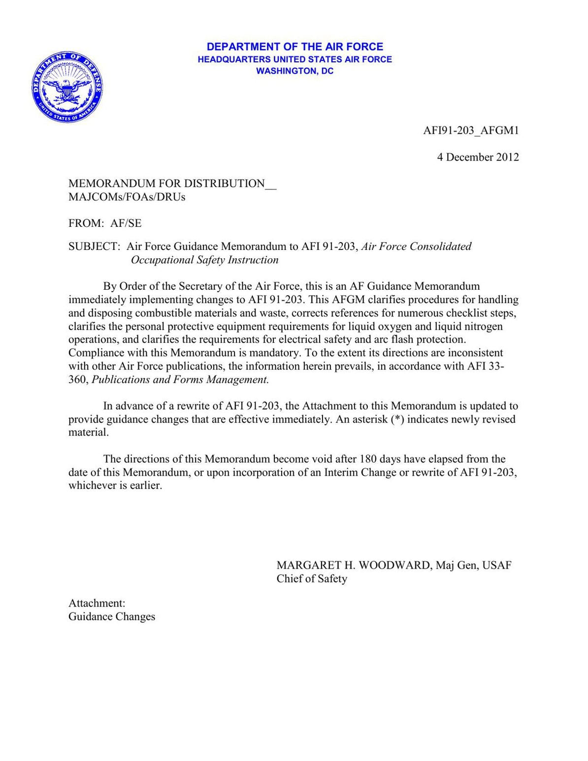 Air Force Consolidated Occupational Safety Instruction (AFI 91-203)