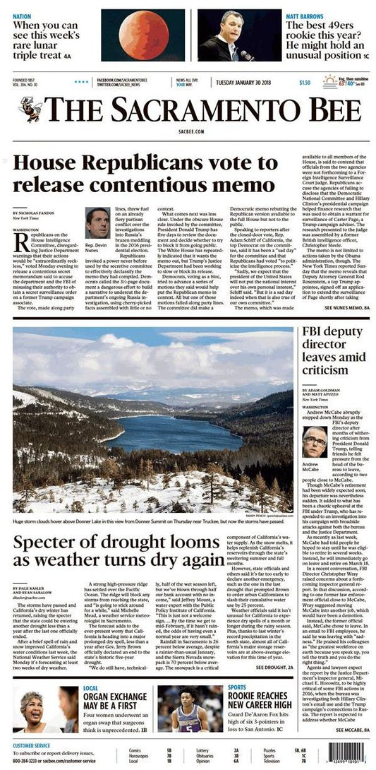 Sacramento Bee - Tuesday, January, 30, 2018