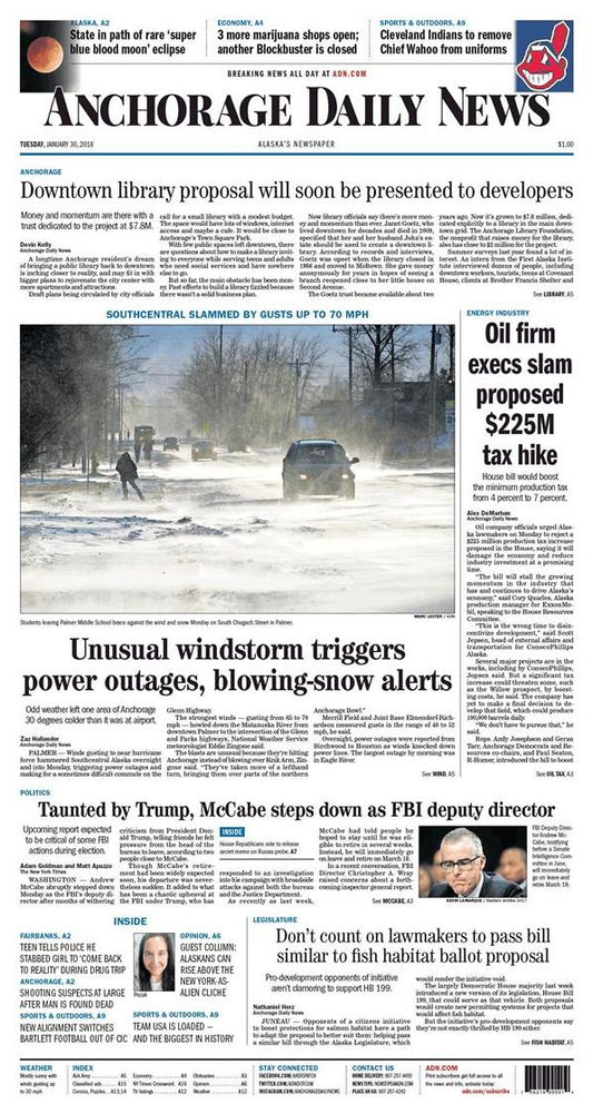 Anchorage Daily News - Tuesday, January, 30, 2018