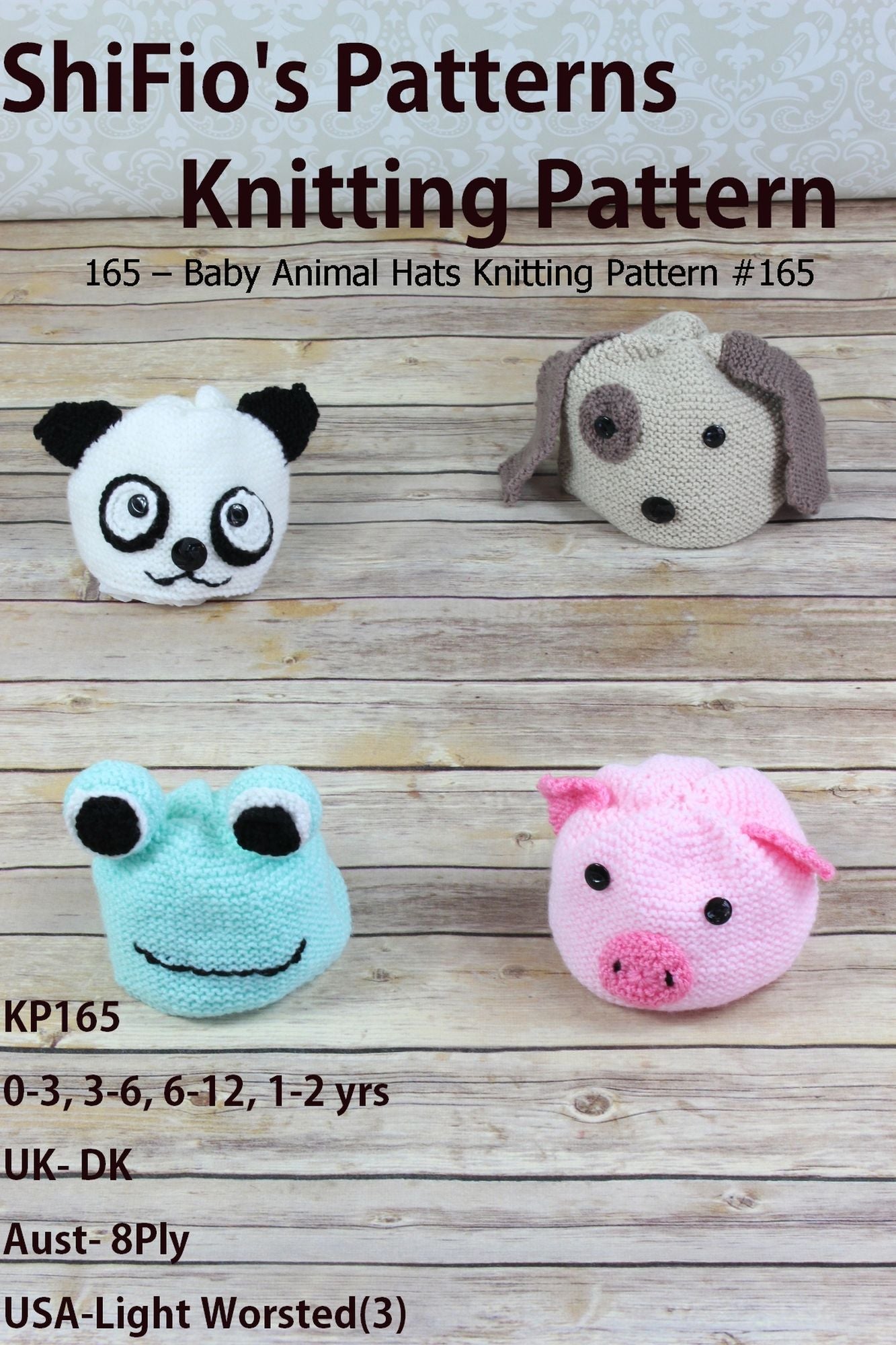 165: Baby Animal Hats Knitting Pattern #165