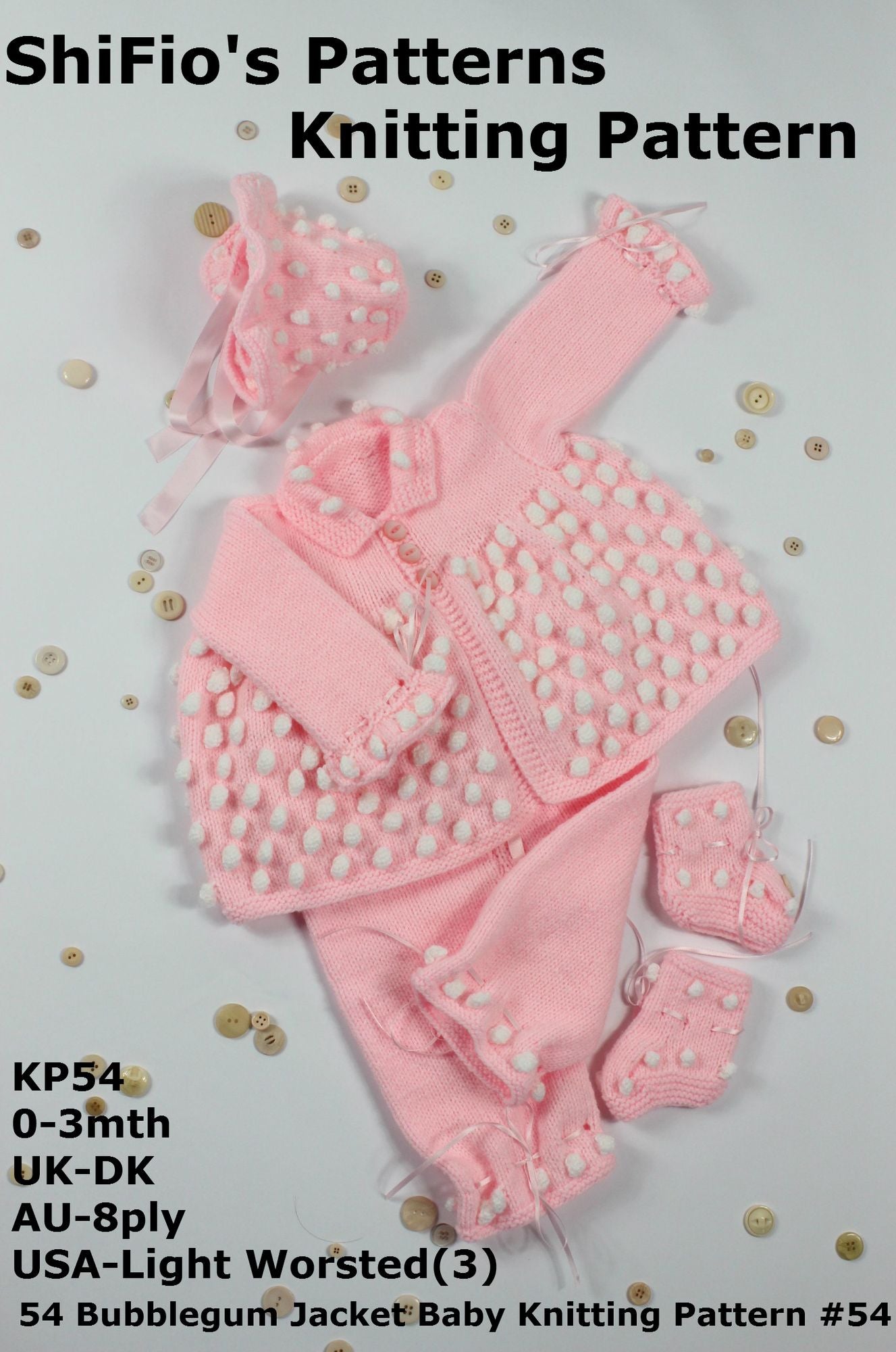 54 Bubblegum Jacket Baby Knitting Pattern #54
