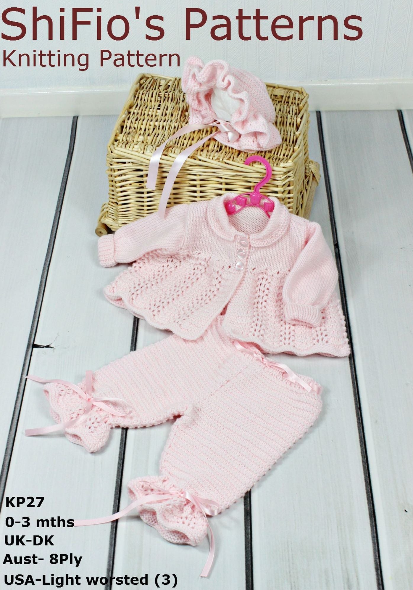 27- Ribbon & Roses Set Knitting Pattern #27