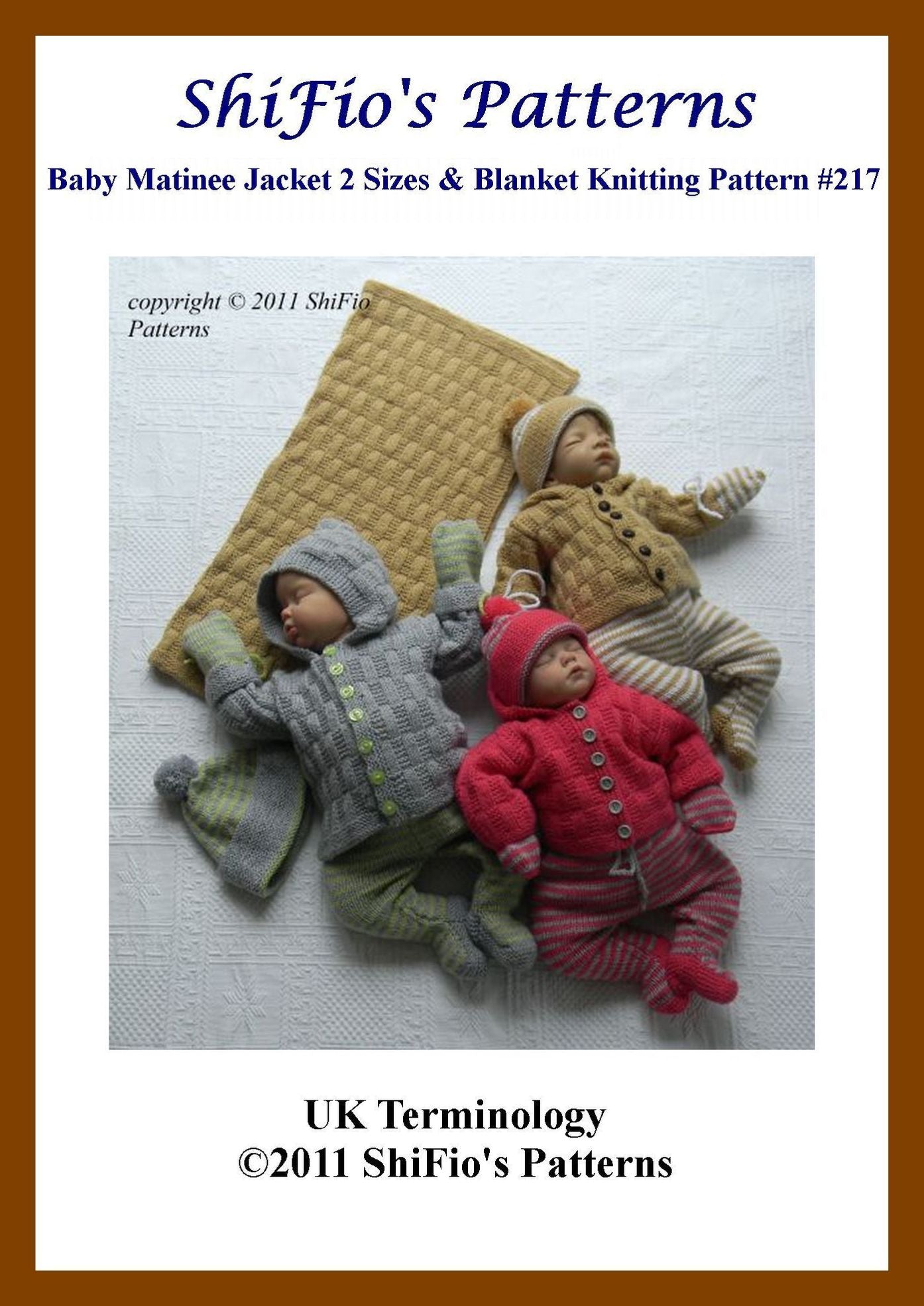 Baby Matinee Jacket 2 Sizes & Blanket Knitting Pattern #217