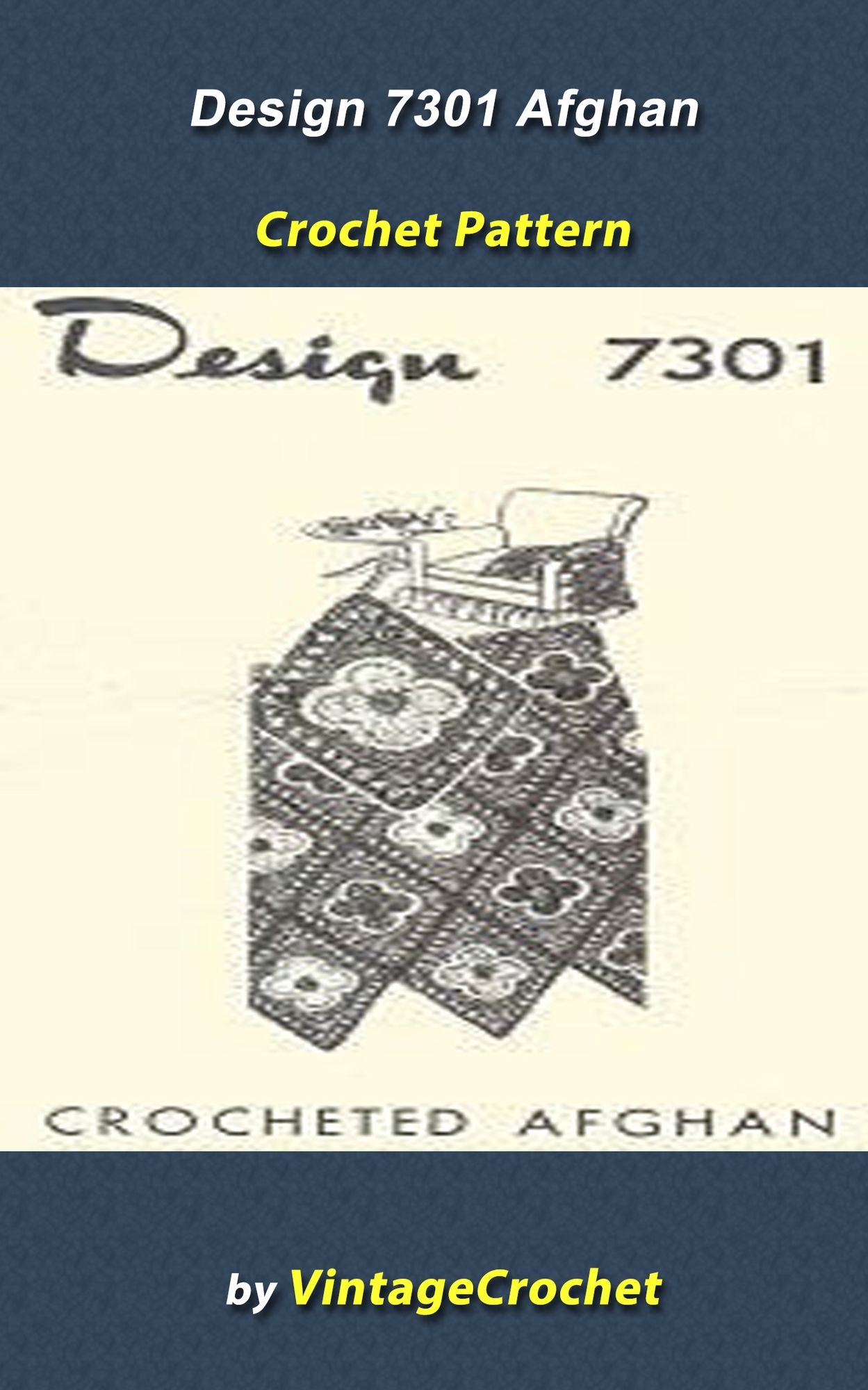 Design 7301 Afghan Vintage Crochet Pattern
