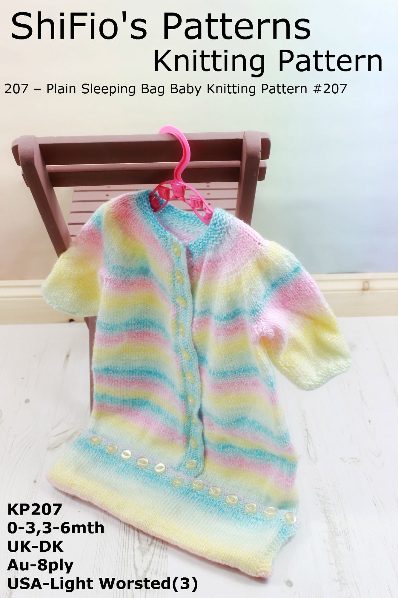 207: Plain Sleeping Bag Baby Knitting Pattern #207
