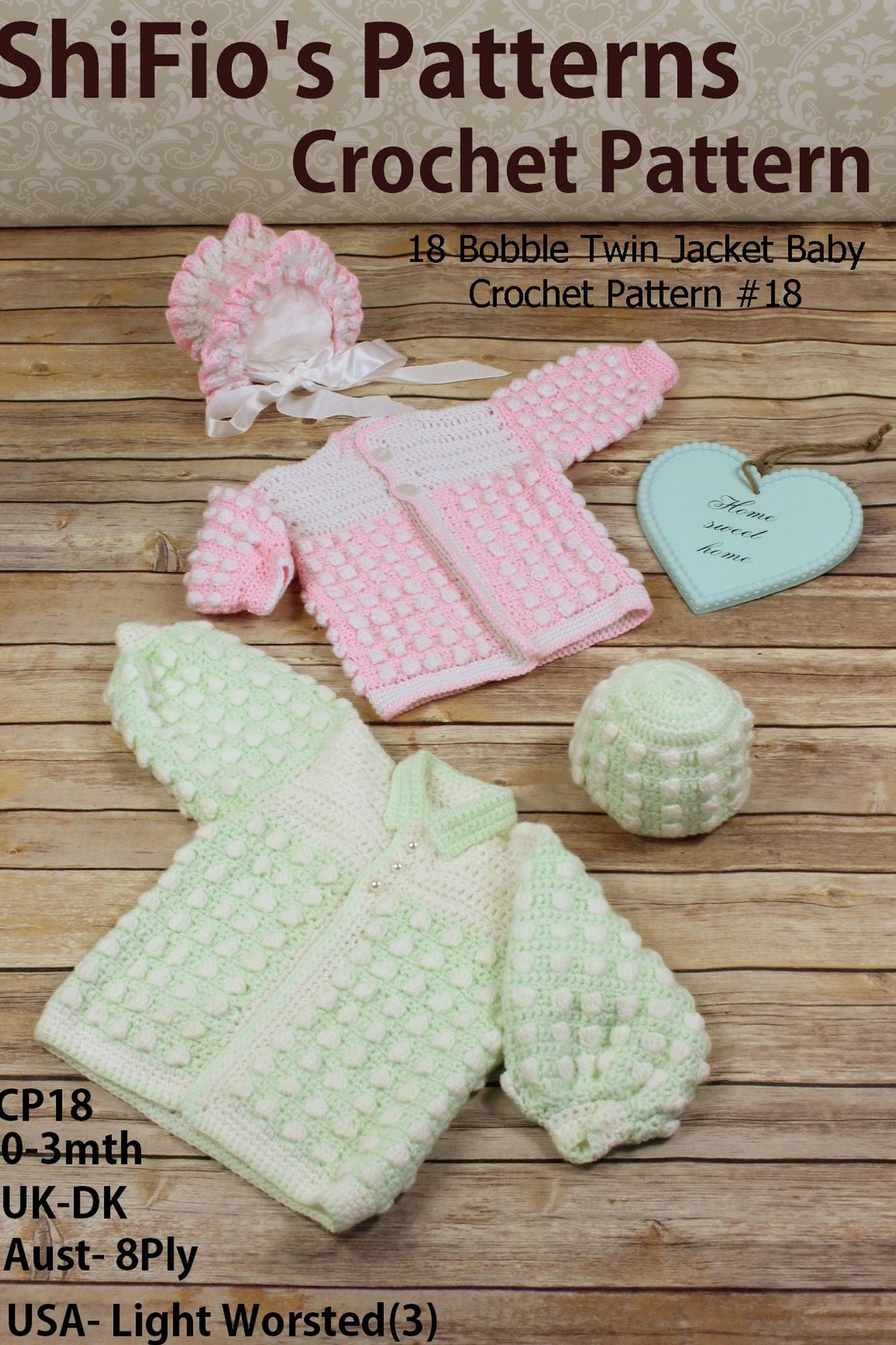 18 Bobble Twin Jacket Baby Crochet Pattern #18