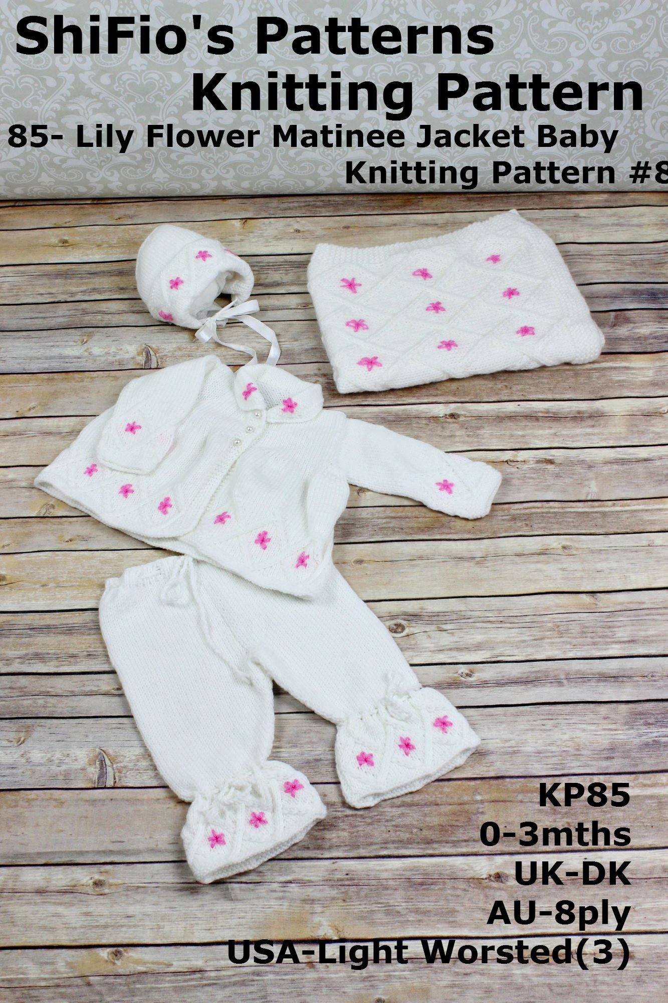 85- Lily Flower Matinee Jacket Baby Knitting Patterns #85