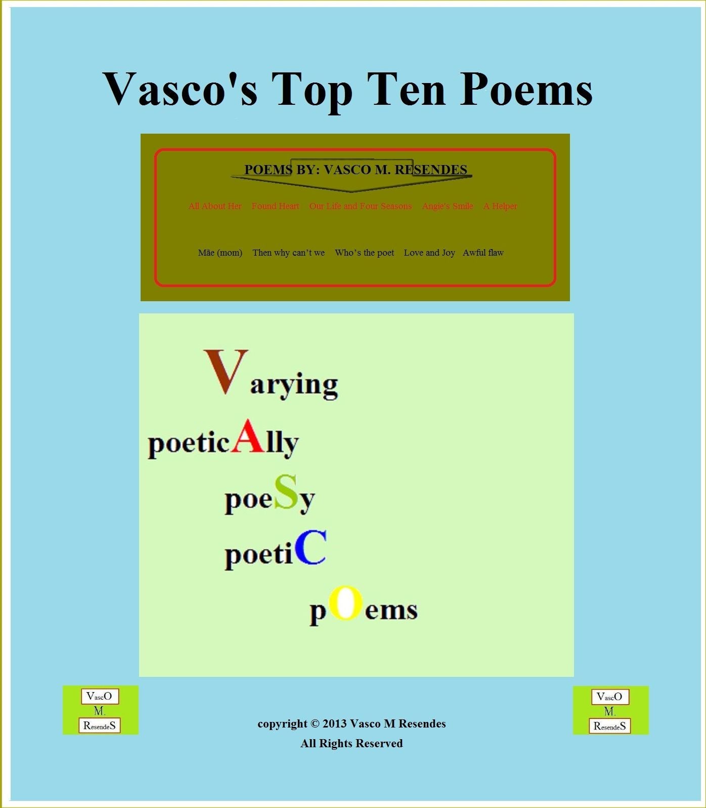 Vasco's Top Ten Poems