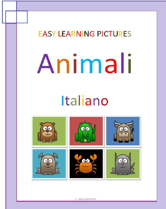 Easy Learning Pictures. Animali.