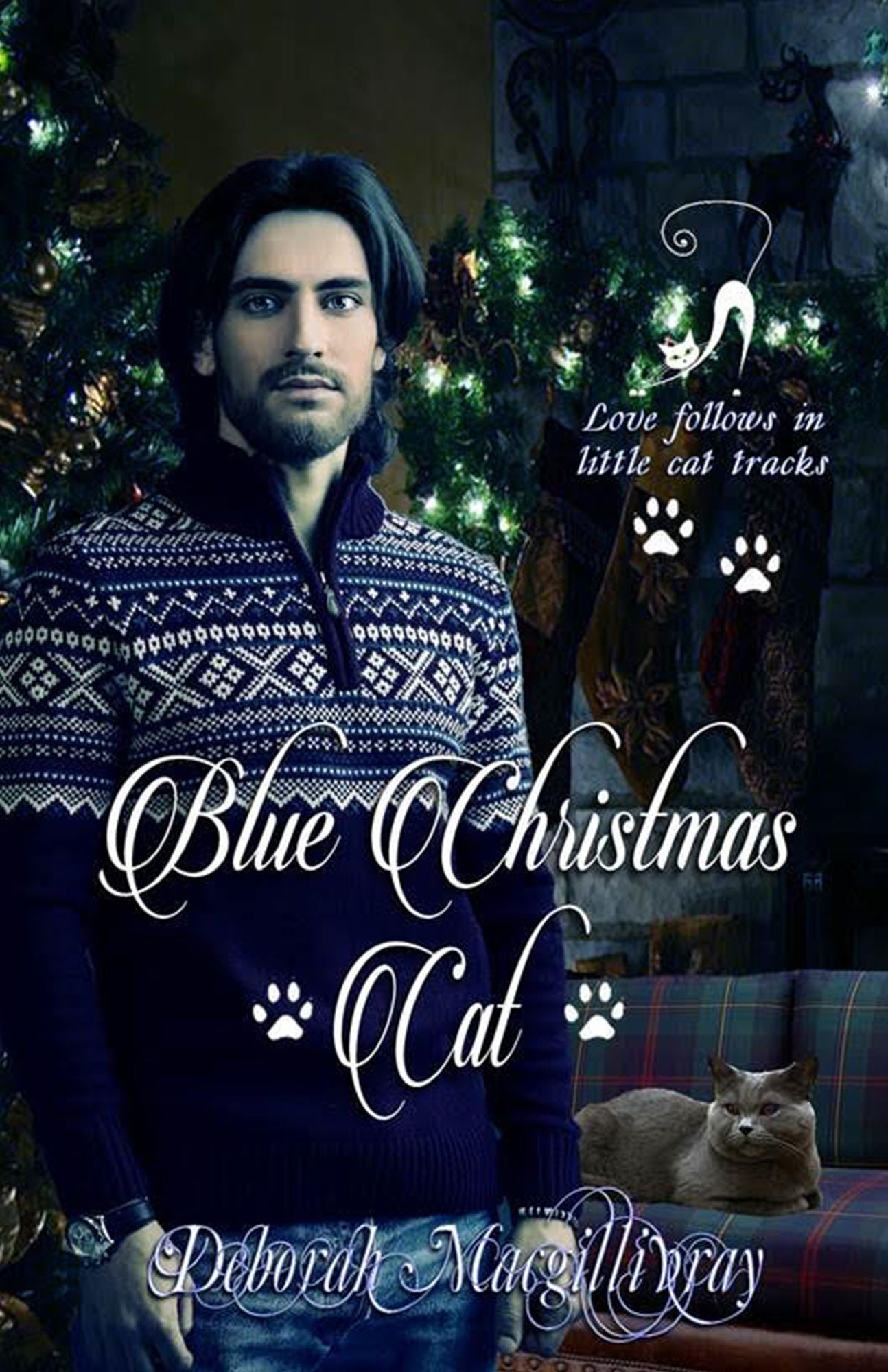 Blue Christmas Cat