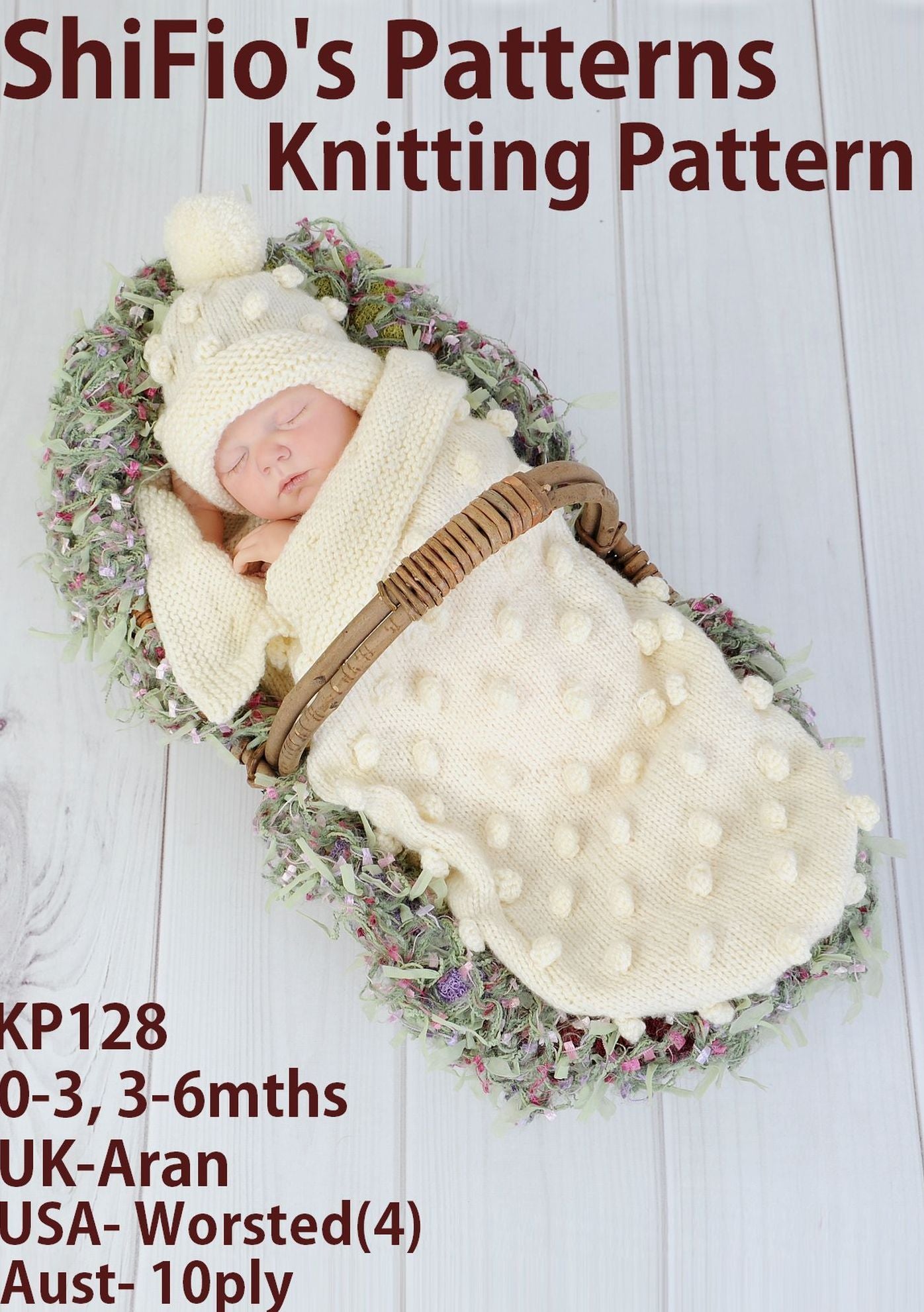 128 Bobble Cocoon Knitting Pattern #128