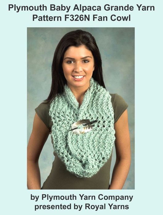 Plymouth Baby Alpaca Grande Yarn Knitting Pattern F326N Fan Cowl
