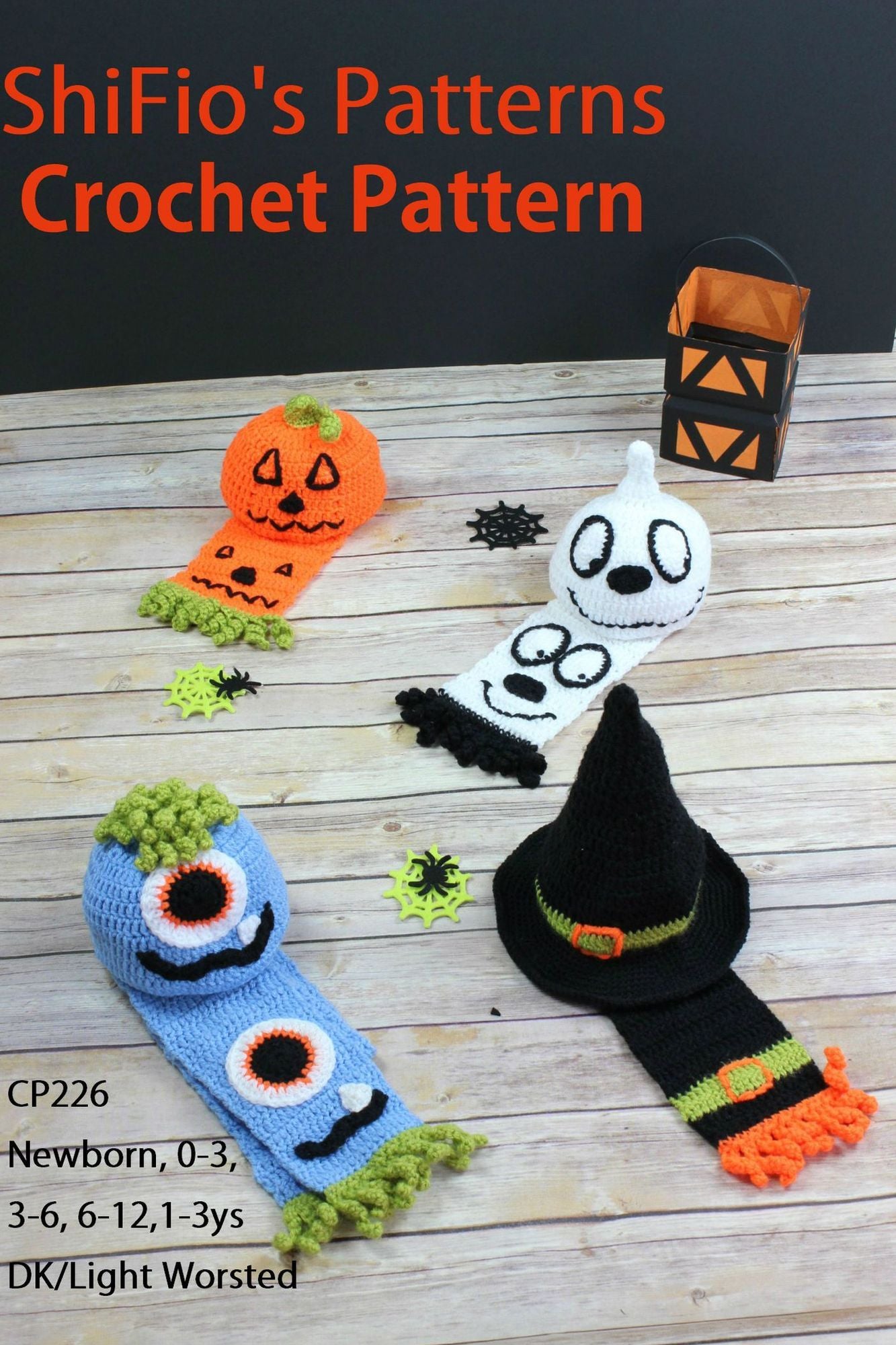 Halloween Hats & Scarfs Crochet Pattern #226