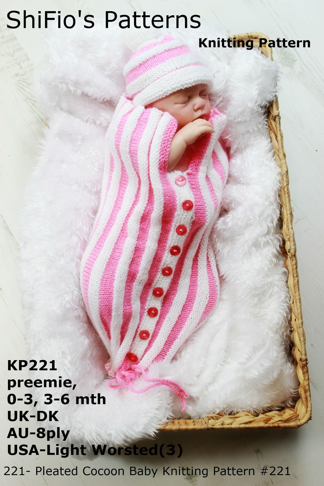 221- Pleated Cocoon Baby Knitting Pattern #221