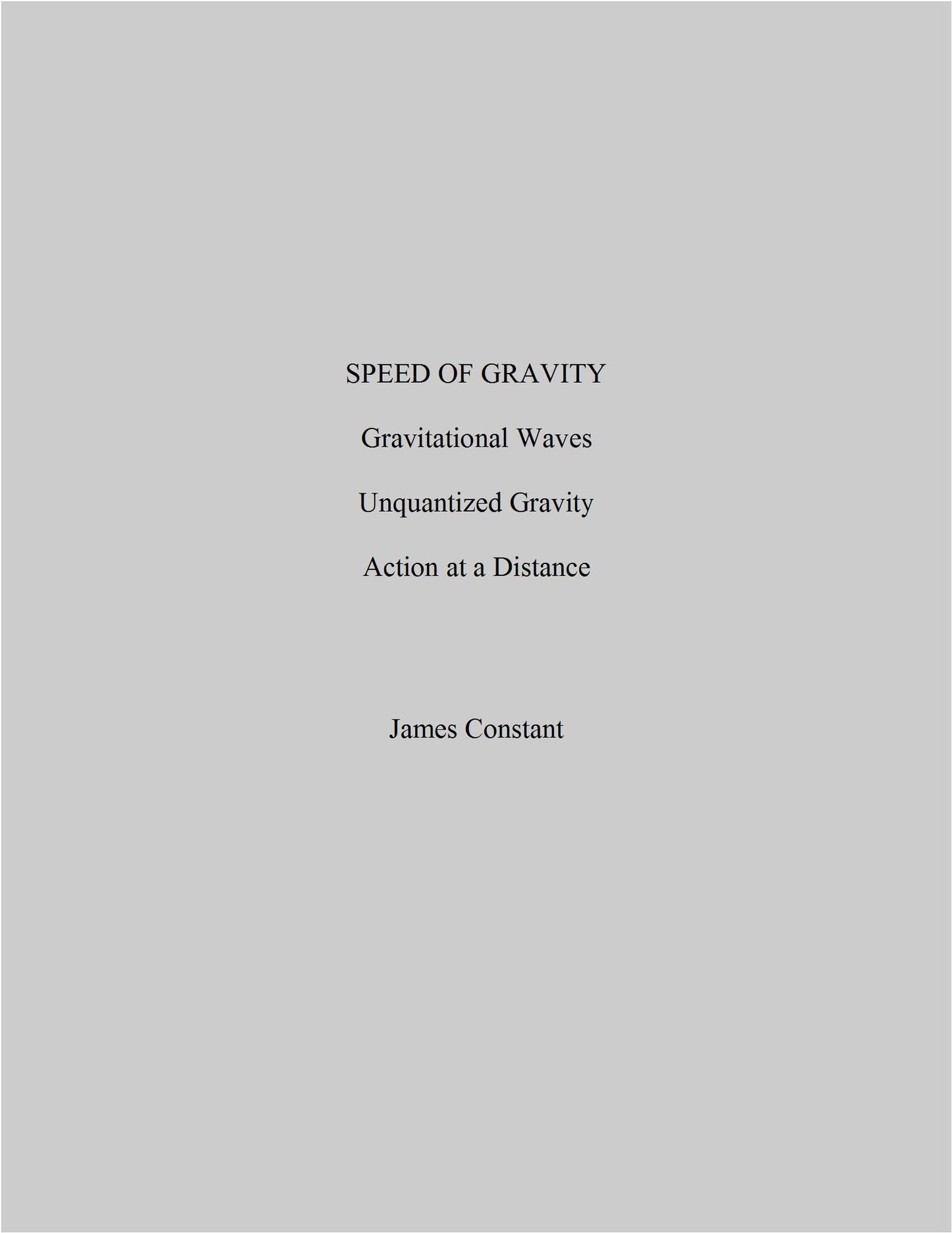 Speed of Gravity