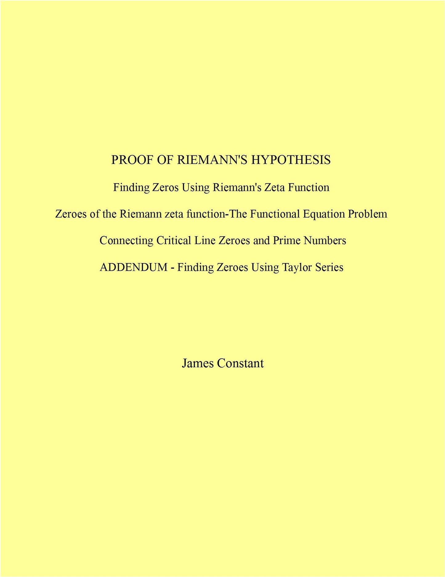 Proof of Riemann's Hypothesis