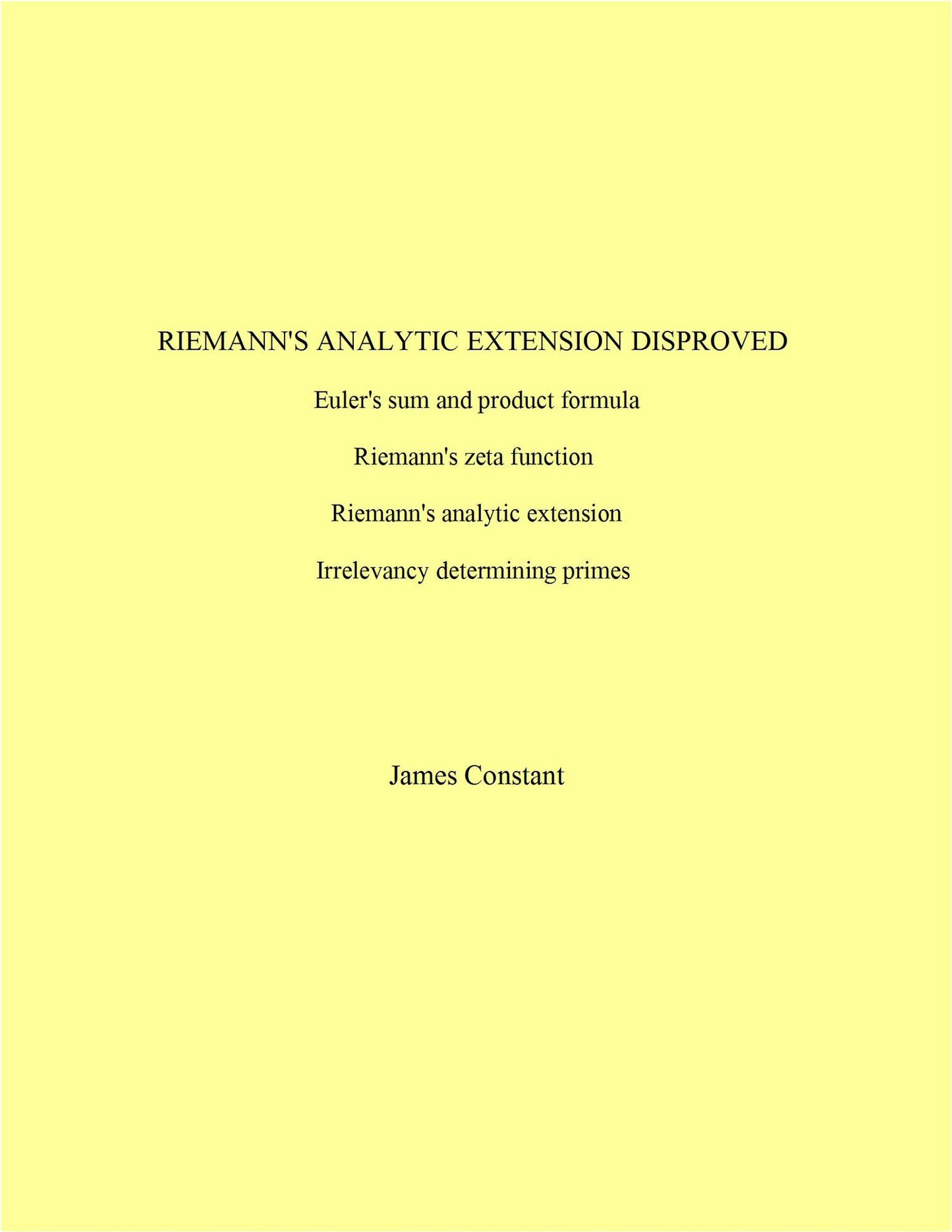 Riemann's Analytic Expression Disproved