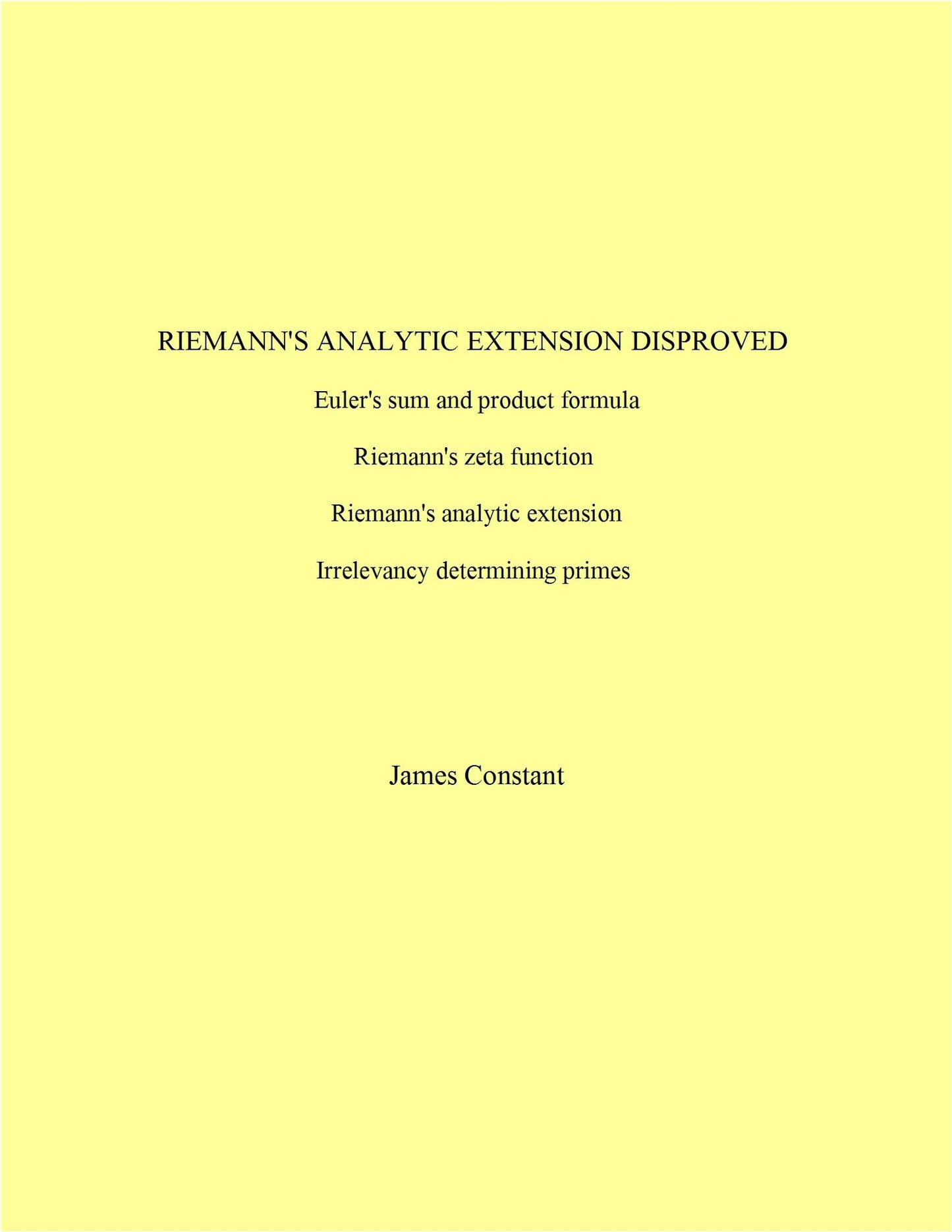 Riemann's Analytic Expression Disproved
