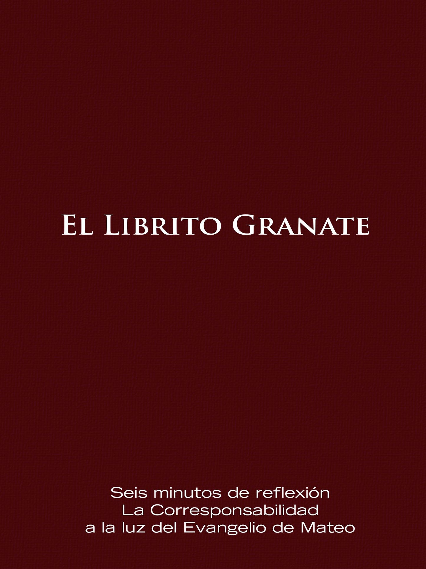 El Librito Granate: Seis minutos de reflexion La Corresponsabilidad a la luz del Evangelio de Mateo