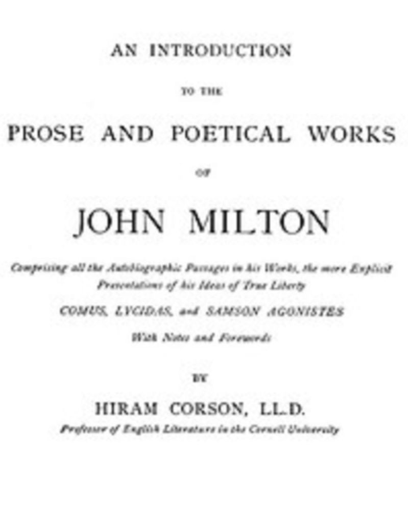 An Introduction to the Prose and Poetical Works of John Milton