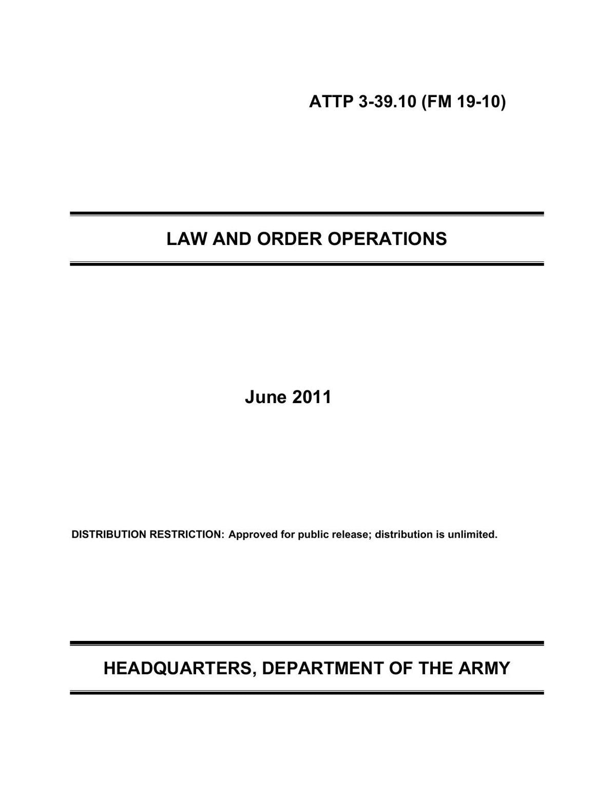 LAW AND ORDER OPERATIONS