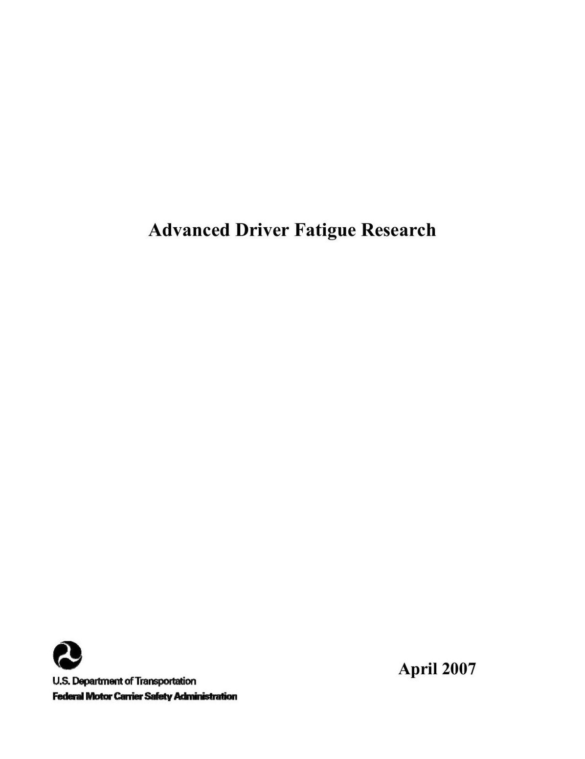 Advanced Driver Fatigue Research
