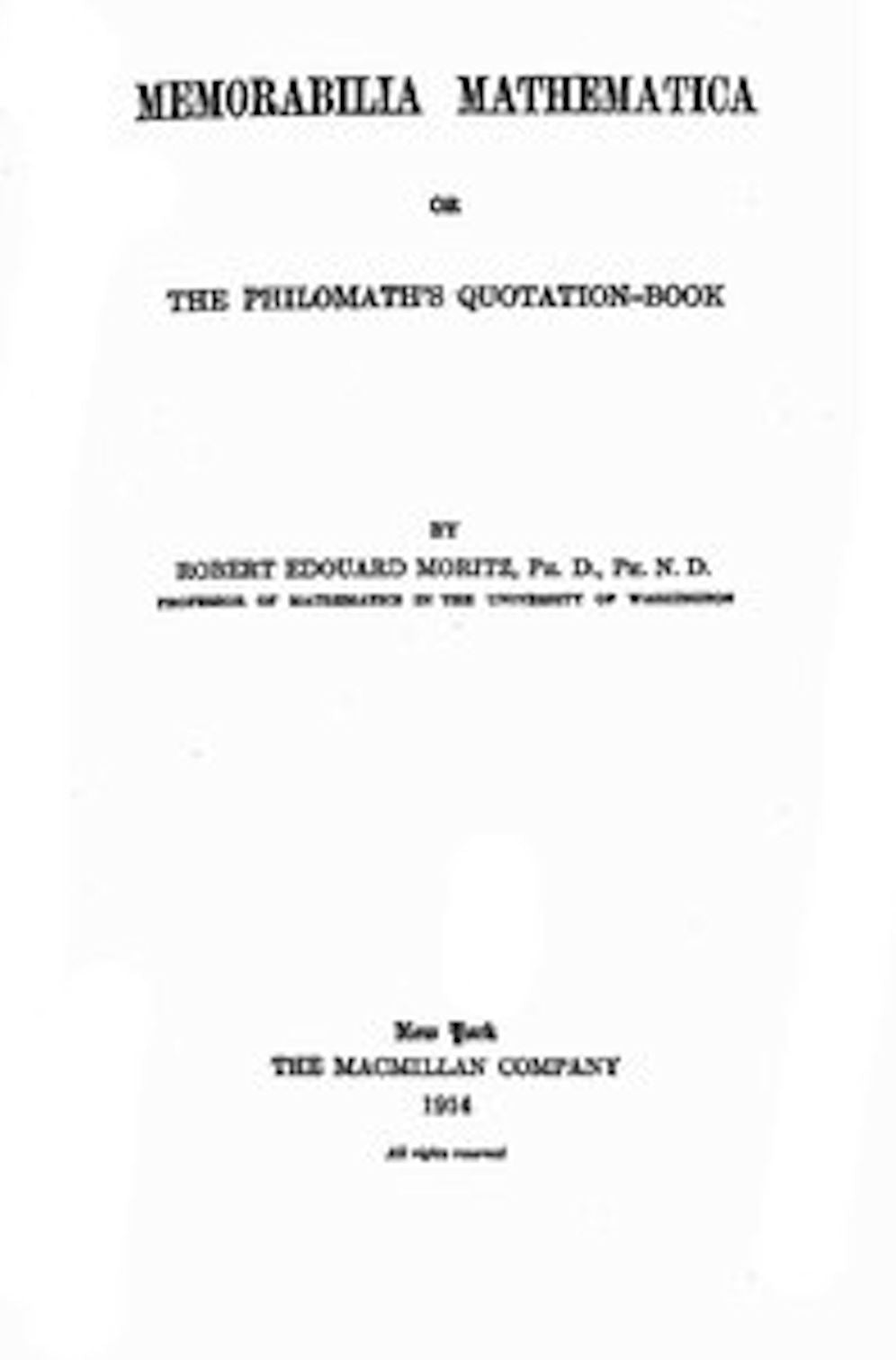 Memorabilia Mathematica (Illustrated)