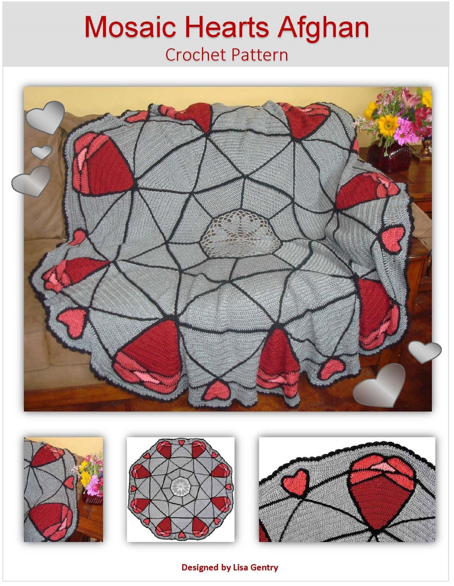 Mosaic Hearts Afghan Crochet Pattern