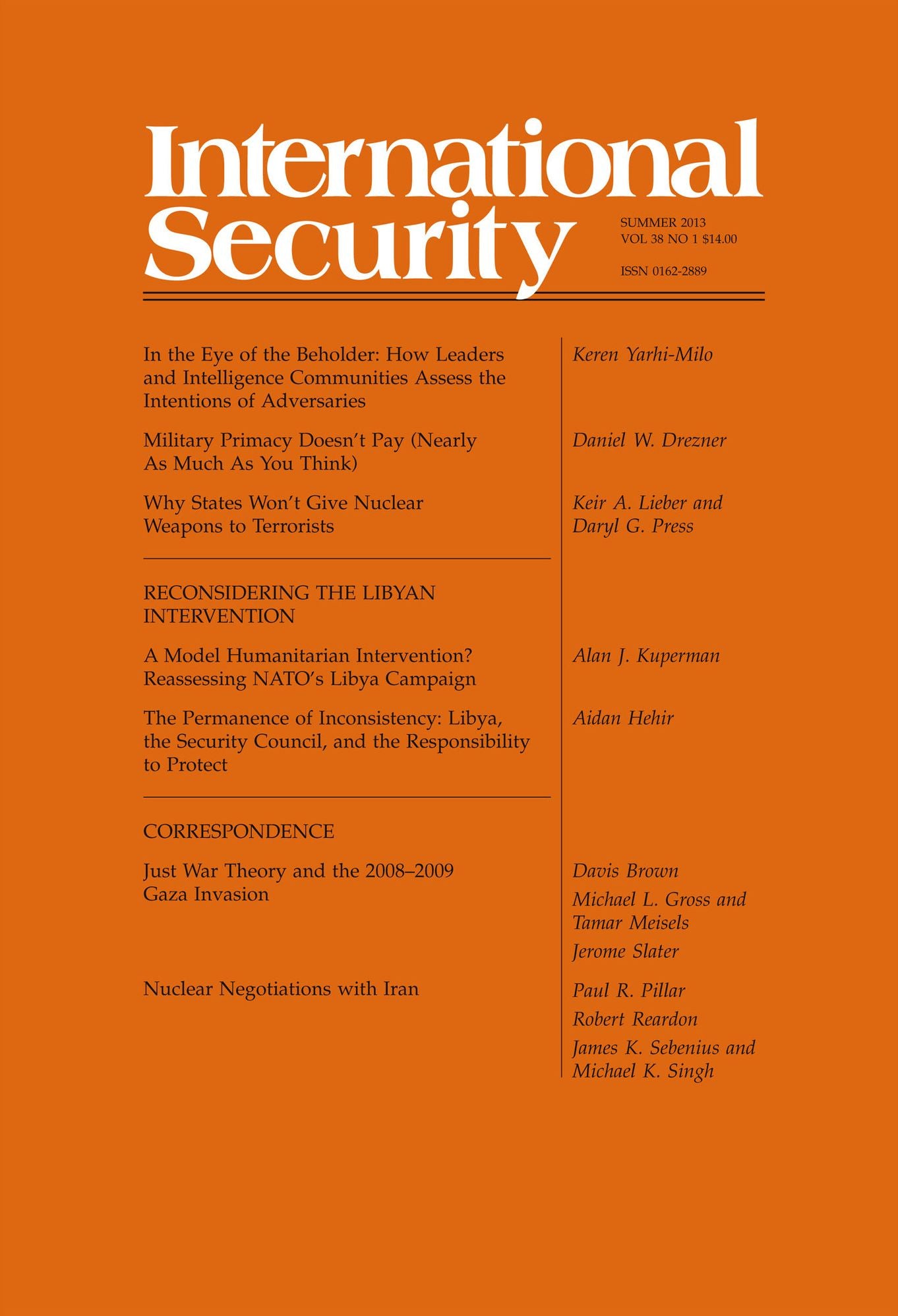International Security 38:1 (Summer 2013)