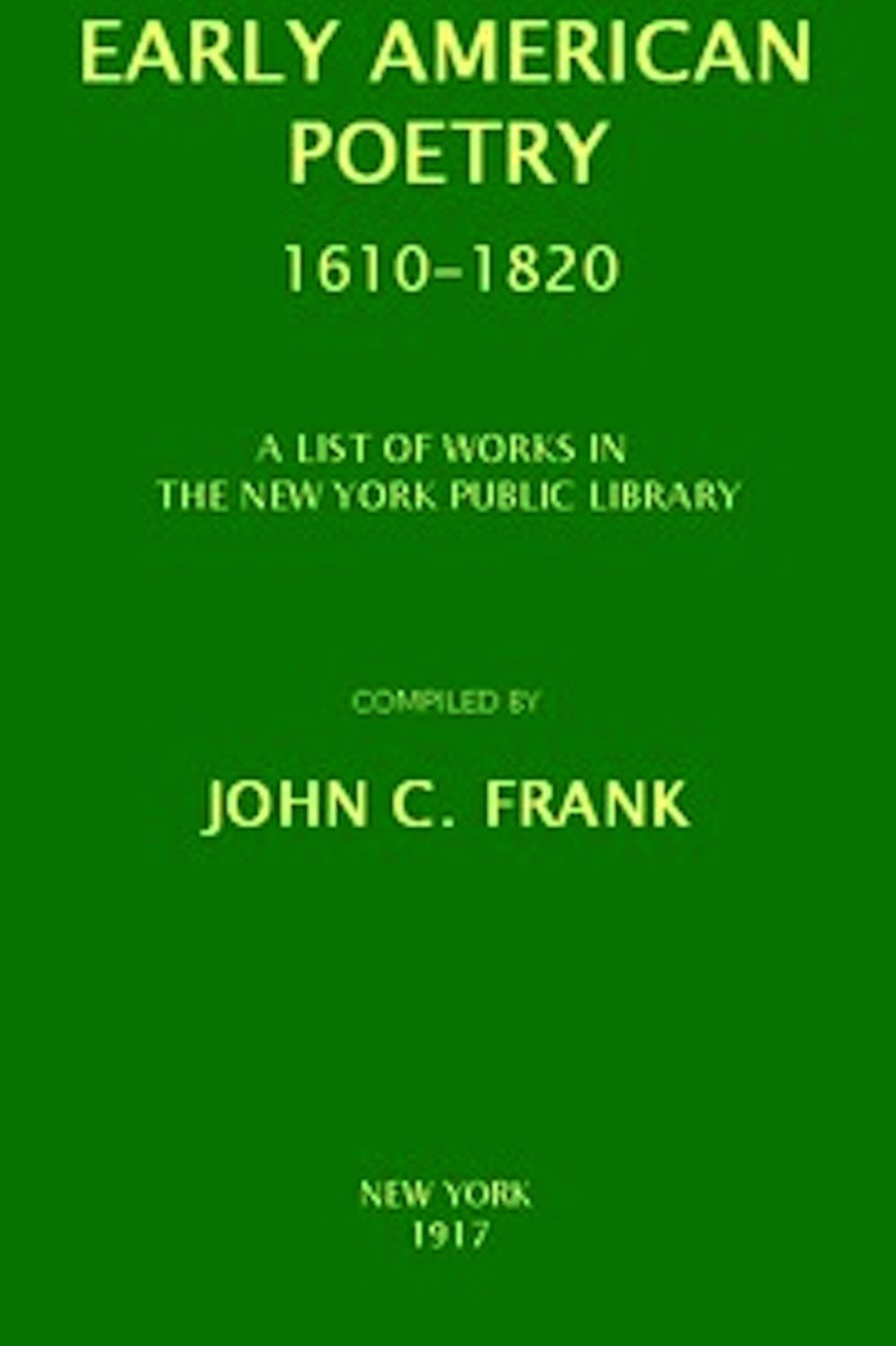 Early American Poetry 1610-1820