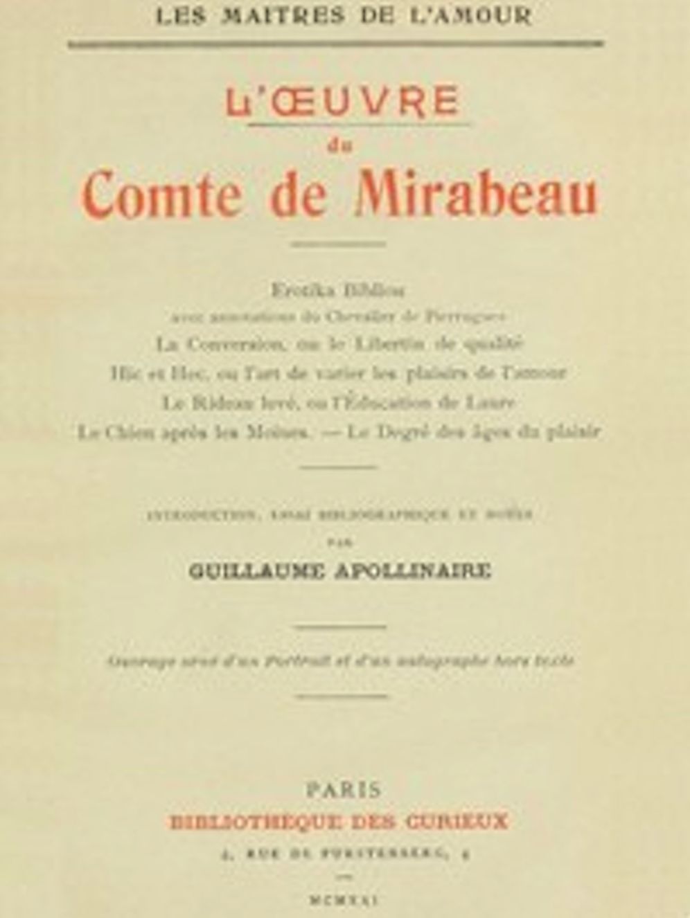 L'oeuvre du comte de Mirabeau (Illustrated)