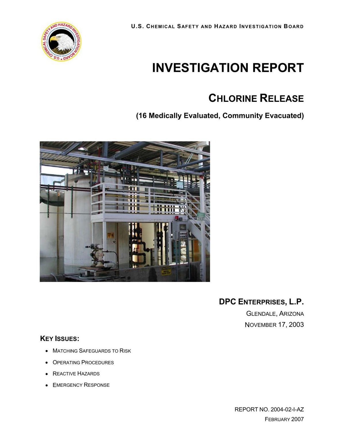 INVESTIGATION REPORT: CHLORINE RELEASE