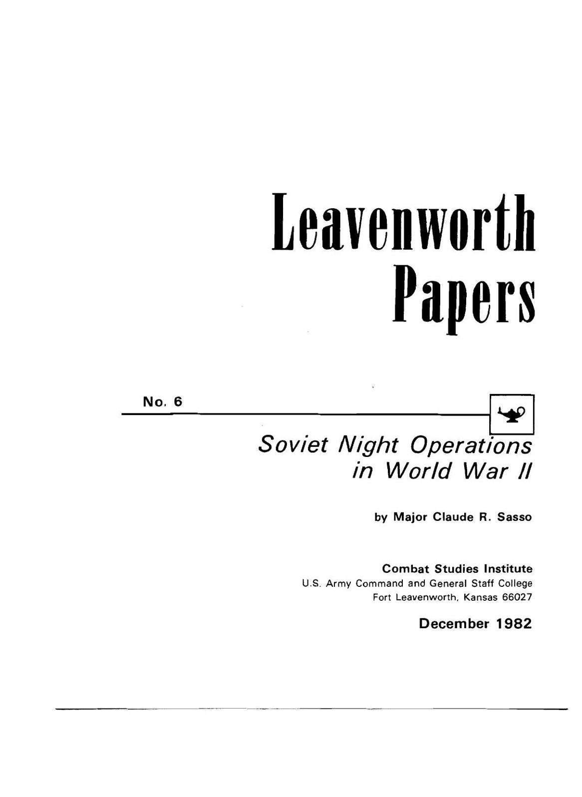 Soviet Night Operations in World War II
