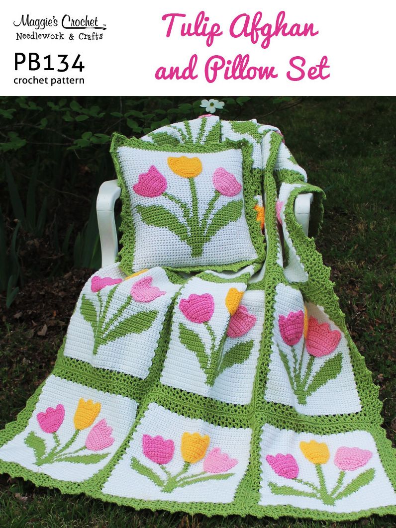 Crochet Pattern Tulip Afghan & Pillow Set PB134-R