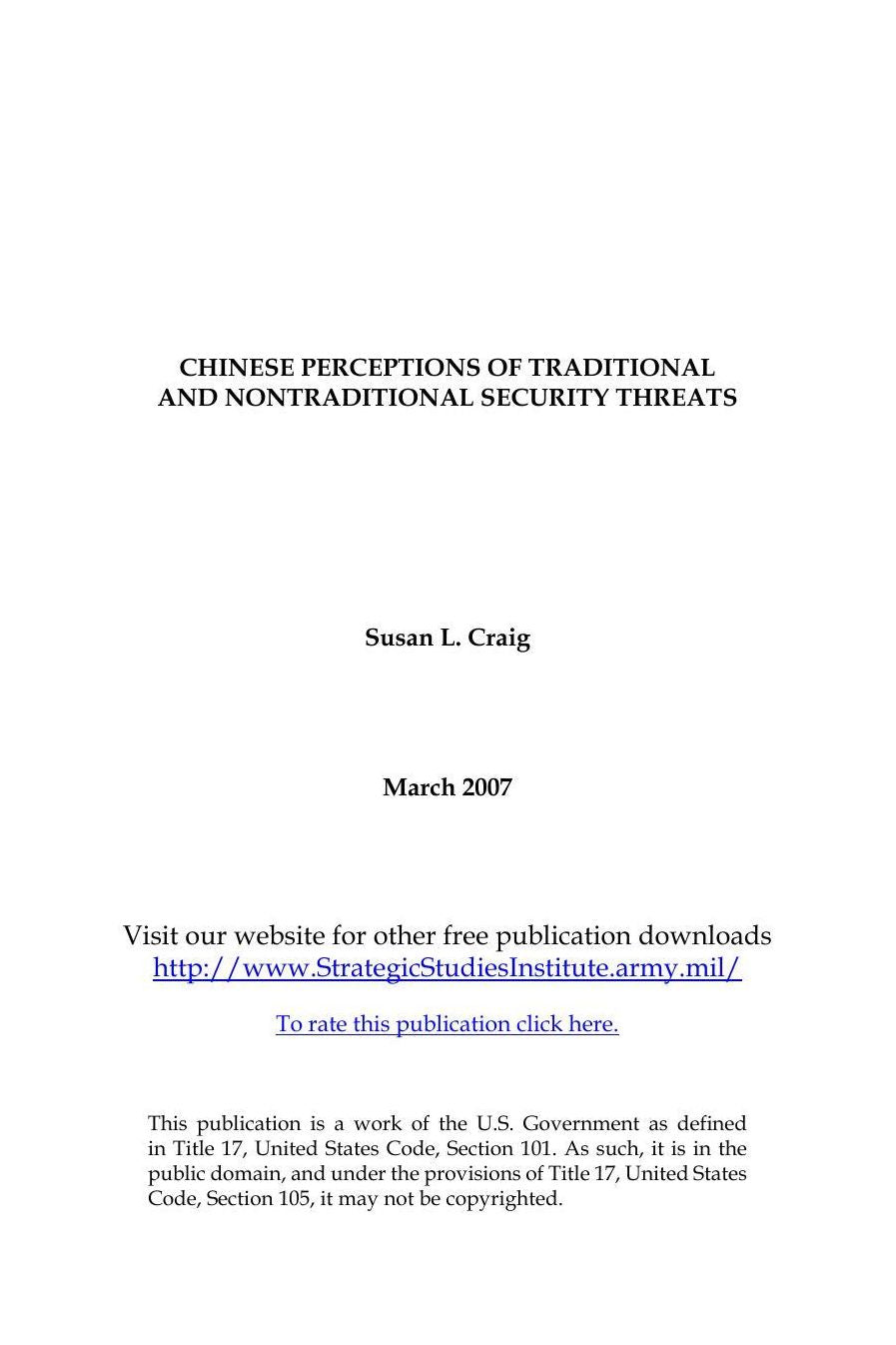 CHINESE PERCEPTIONS OF TRADITIONAL AND NONTRADITIONAL SECURITY THREATS