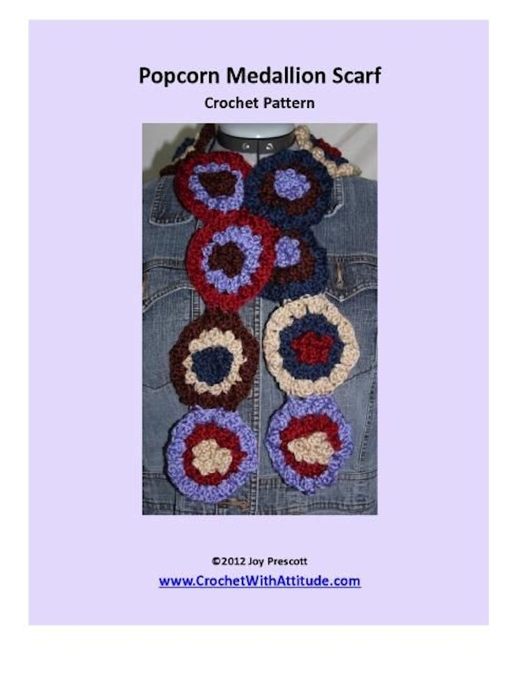 Popcorn Medallion Scarf Crochet Pattern