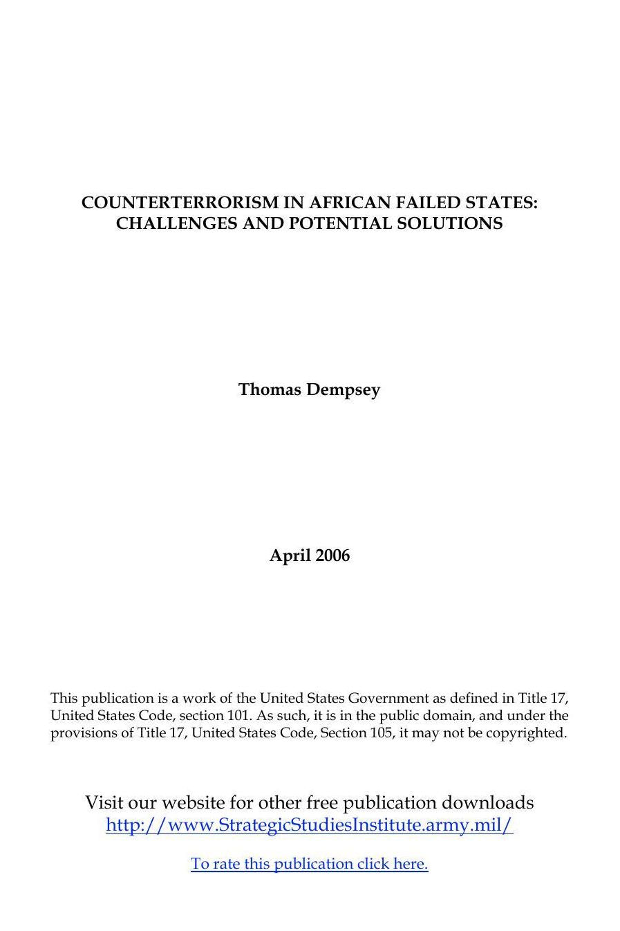 COUNTERTERRORISM IN AFRICAN FAILED STATES: CHALLENGES AND POTENTIAL SOLUTIONS