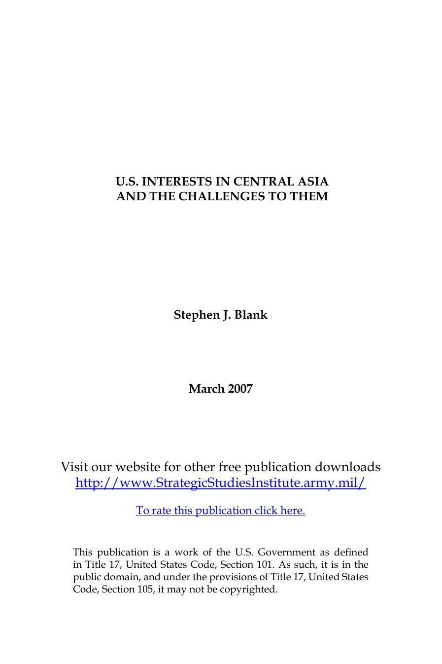 CHALLENGES AND OPPORTUNITIES FOR THE OBAMA ADMINISTRATION IN CENTRAL ASIA