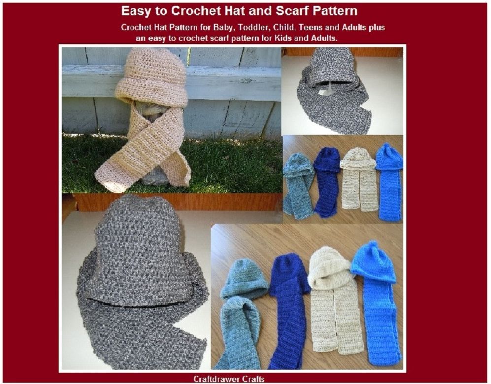 Easy to Crochet Hat and Scarf Pattern for Baby, Kids, Teens and Adults