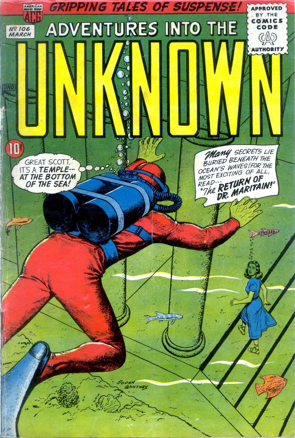 Adventures into the Unknown Number 106 Horror Comic Book