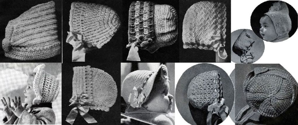 Bonnets juste –Vintage b&eacute;b&eacute; Bonnet Crochet Patterns