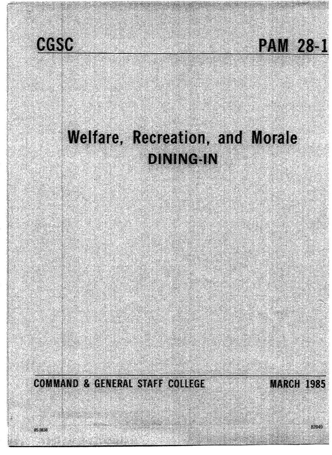 Welfare, Recreation, and Morale Dining In