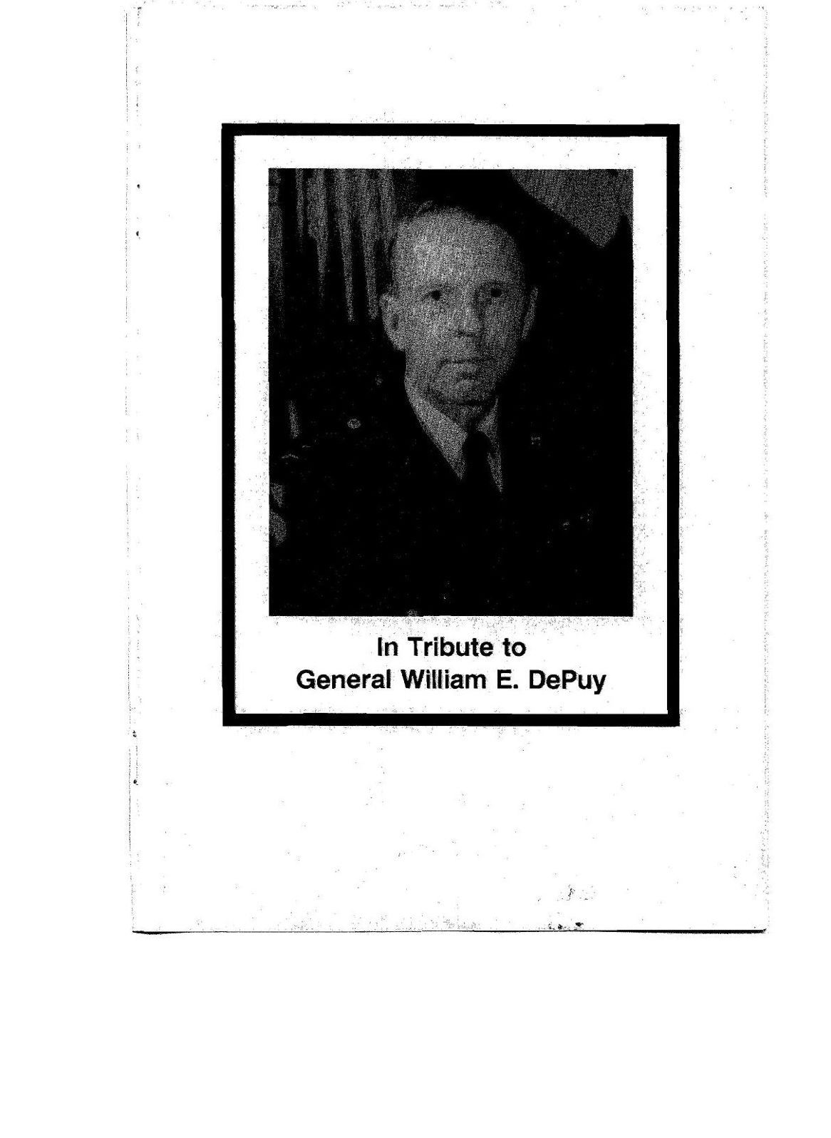 In Tribute to General William E. DePuy