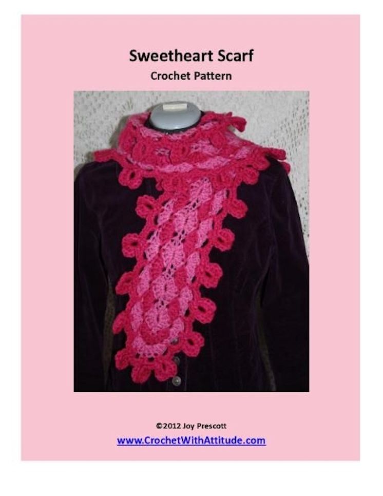 Sweetheart Scarf Crochet Pattern with Heart Shaped Edging