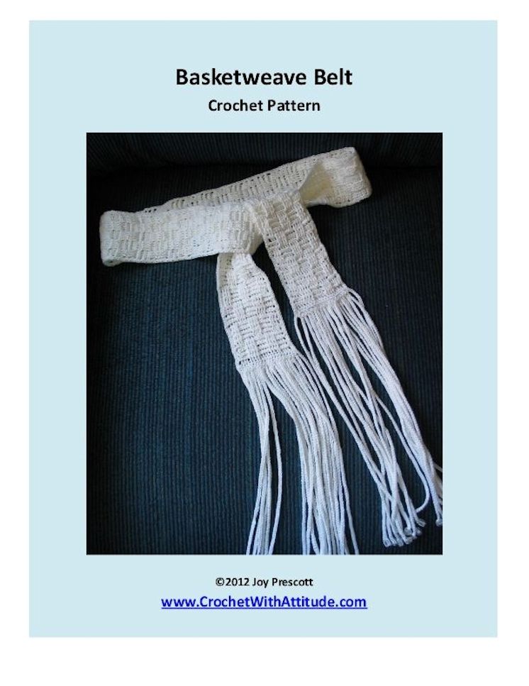 Basketweave Long Fringed Belt Crochet Pattern